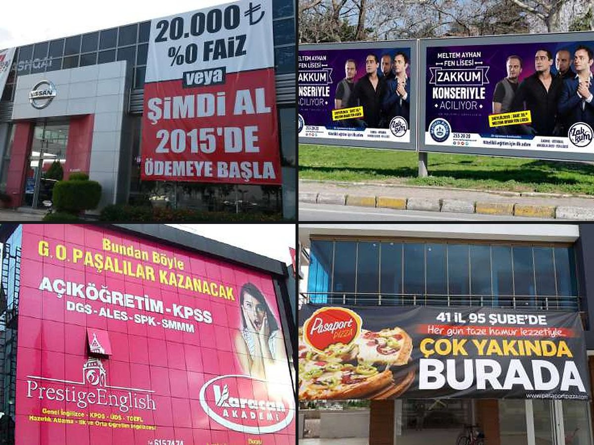 Dijital Baskı: Bina giydirme · Billboard · Branda